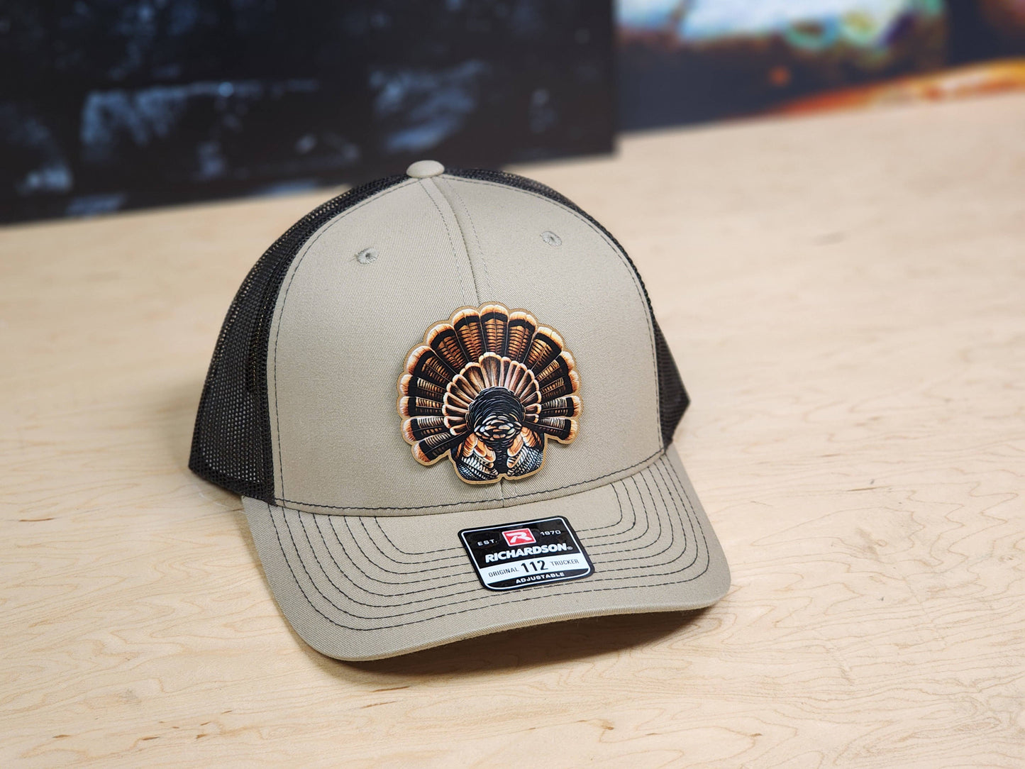 Cap with Turkey Feathers Motif and Mesh Back