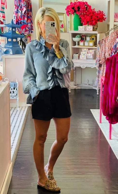 Y2K Ruffle Trim Long Sleeve Statement Blouse