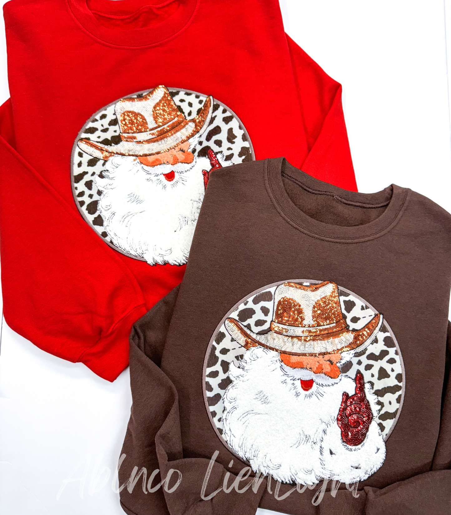 Big Western Cowboy Santa Christmas Chenille Sequins Patch