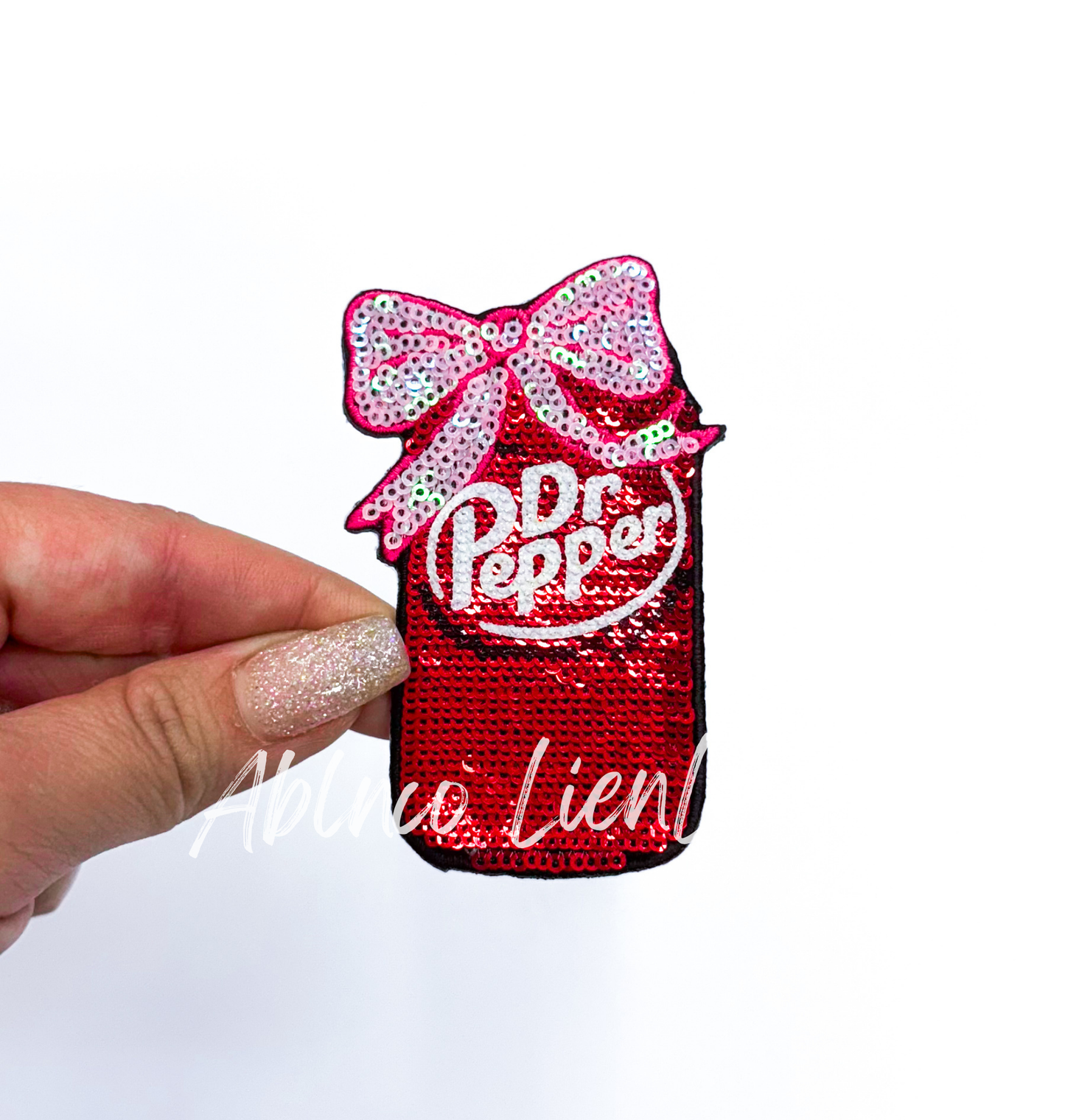 Dr Pepper Bow Sequins Iron On Patch