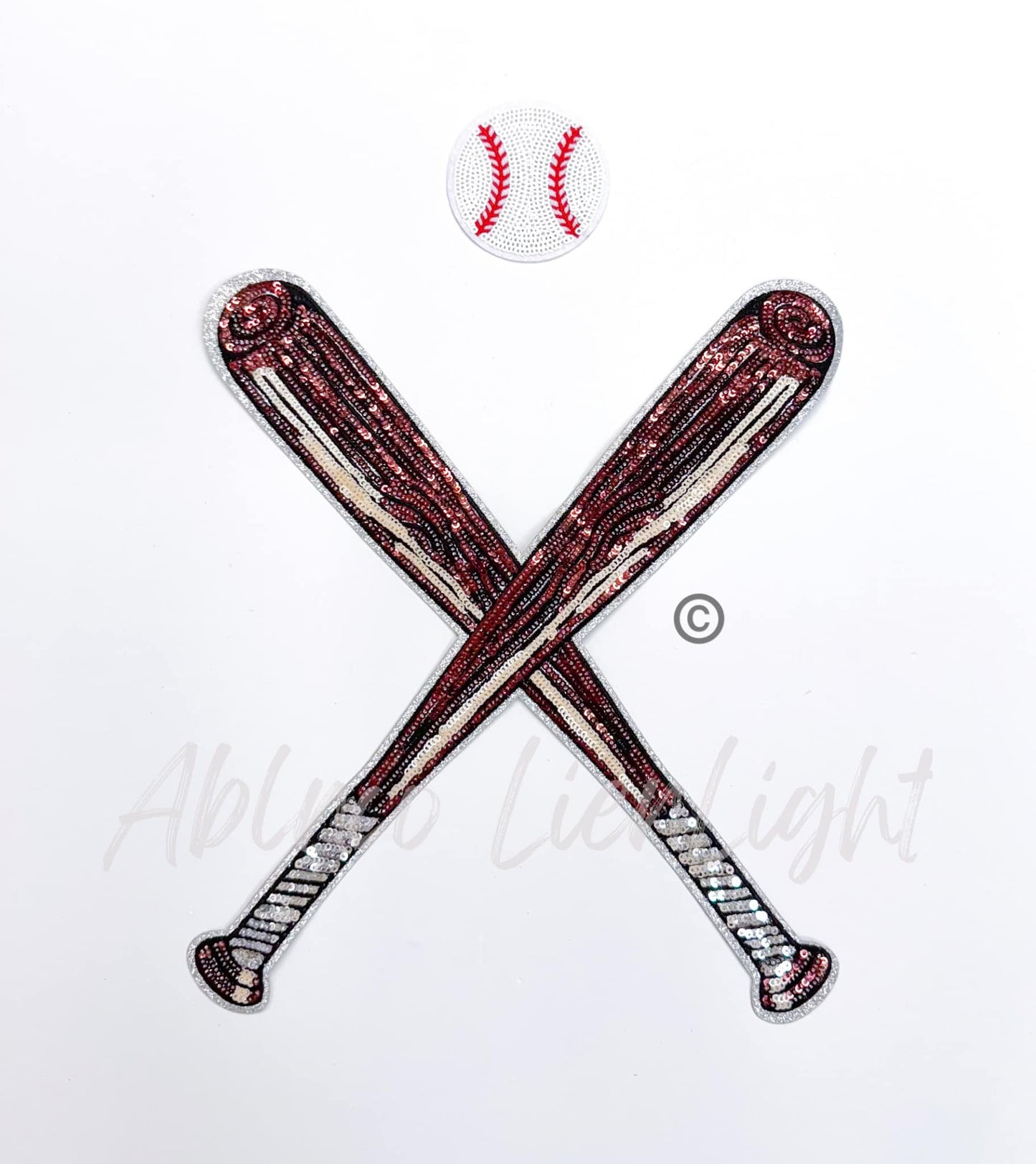 Baseball Softball Bat Sequin Patch - Large