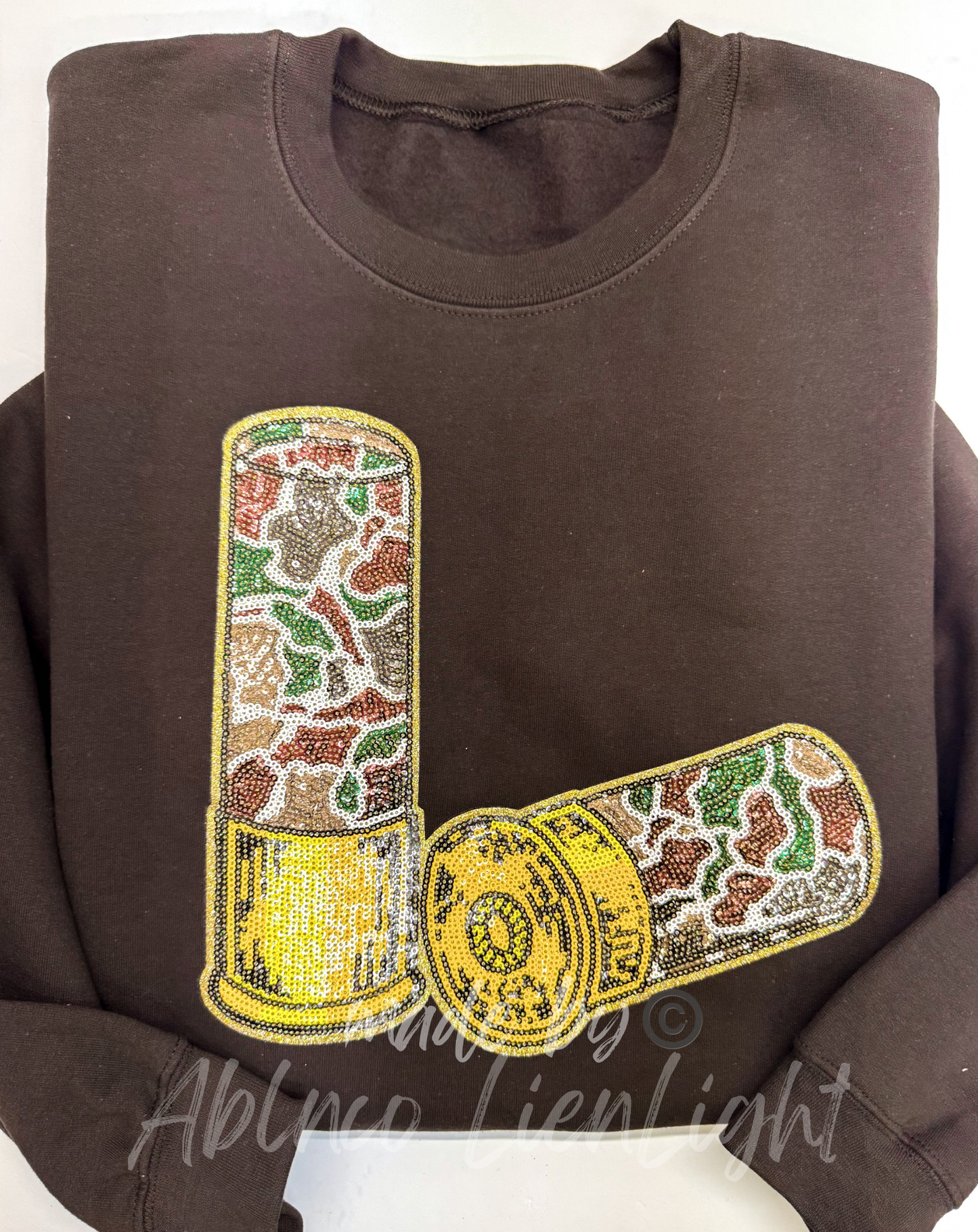 Camo ShotGun Shells Hunting Sequins Patch Sweatshirt