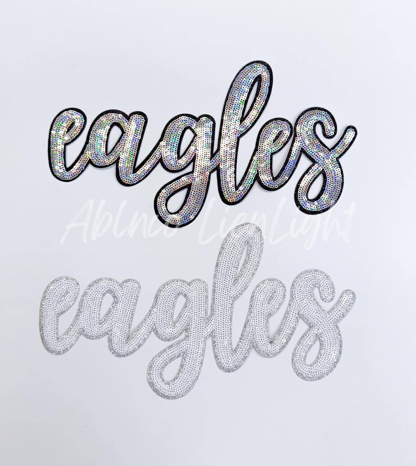 Eagles Cursive Letter Mascot Gameday Sequins Patch