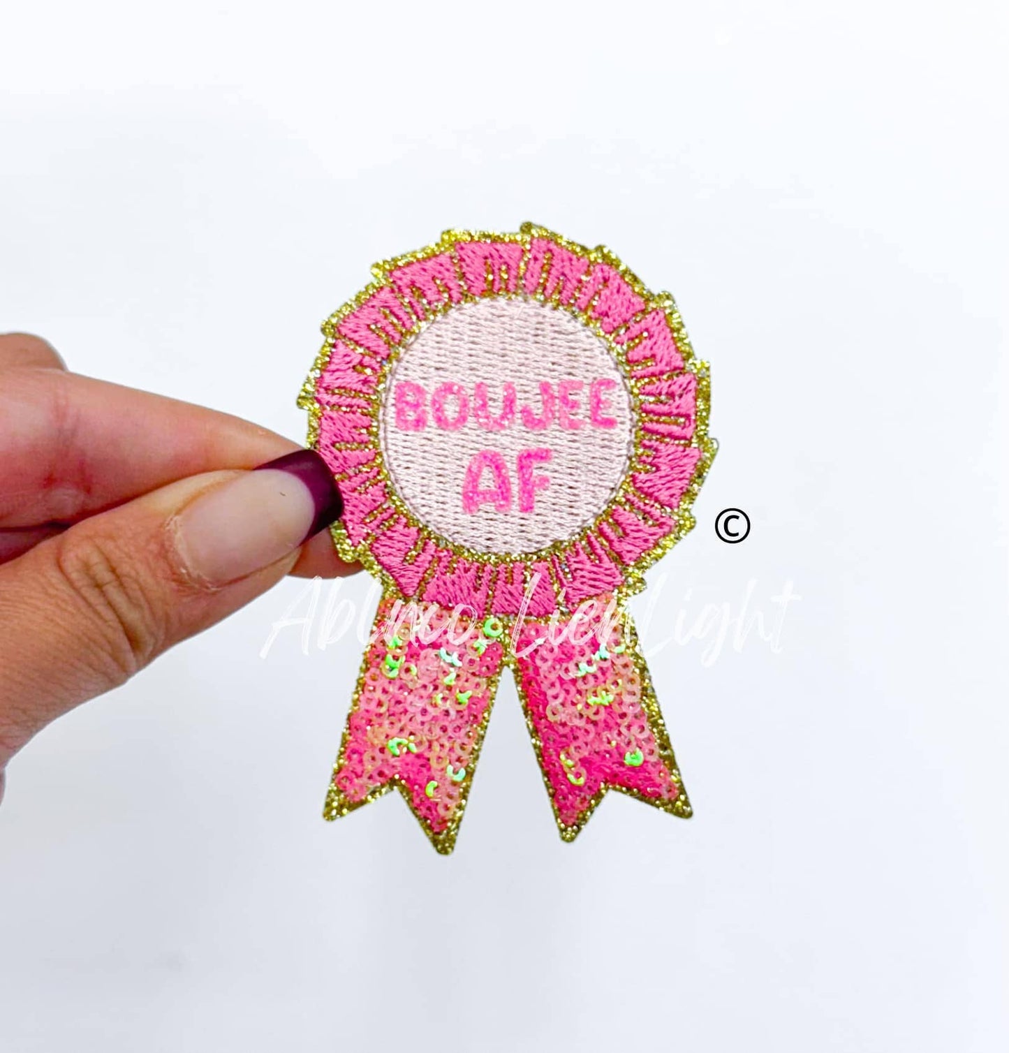 Boujee af ribbon trucker hat embroidery iron on patch