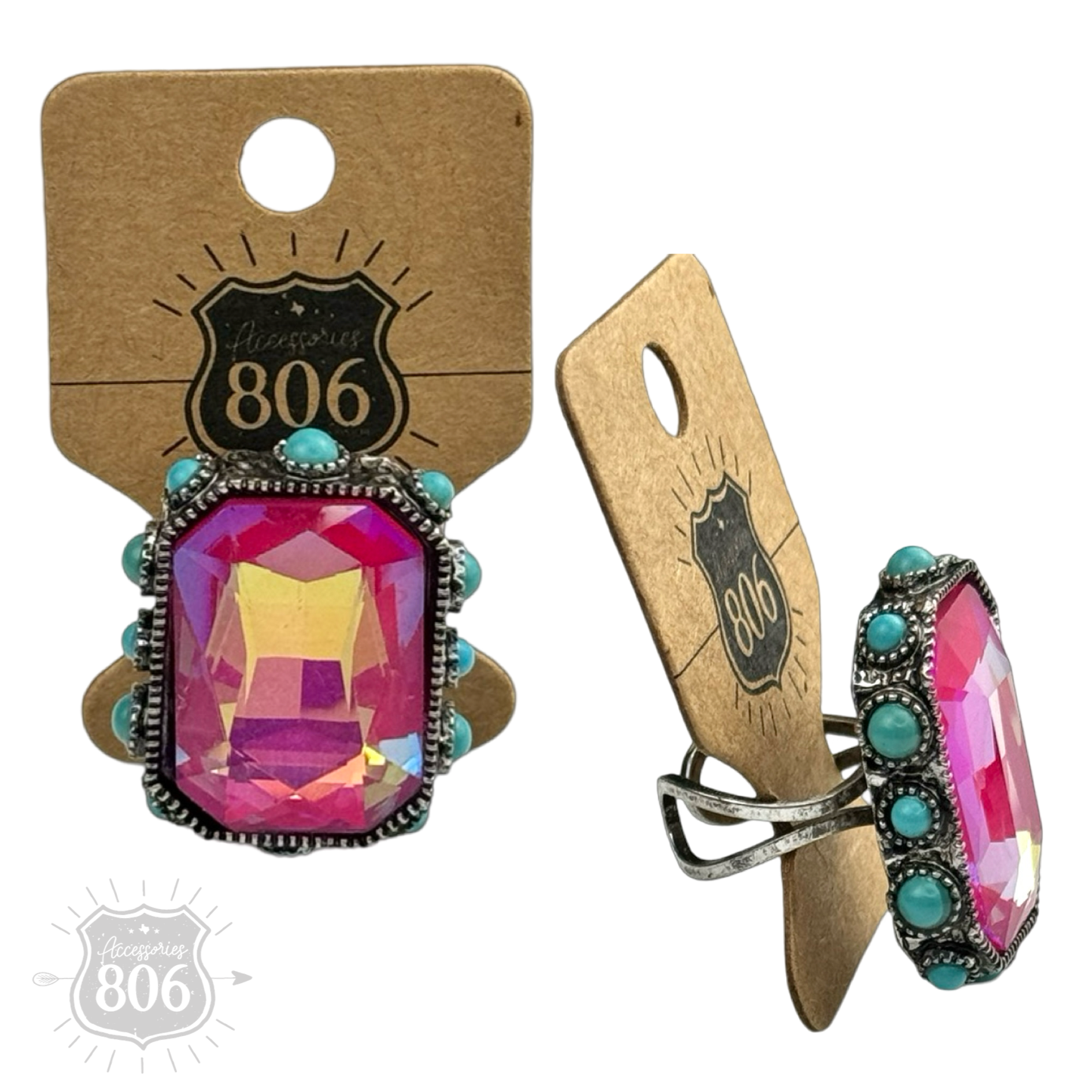 Rhinestone and bead studded ring - LC
