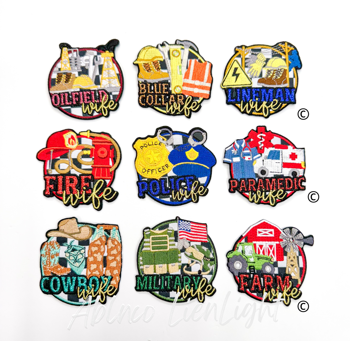 Lineman Wife Glitter Embroidery Patch Iron On