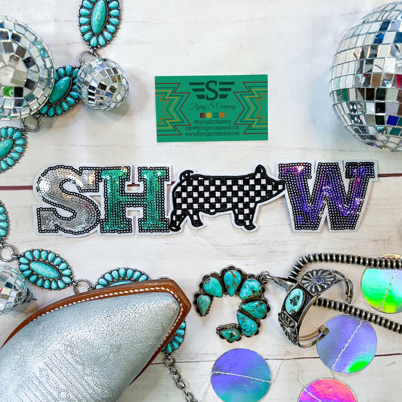 Show Pig Check Sequin Patch (Patch ONLY)