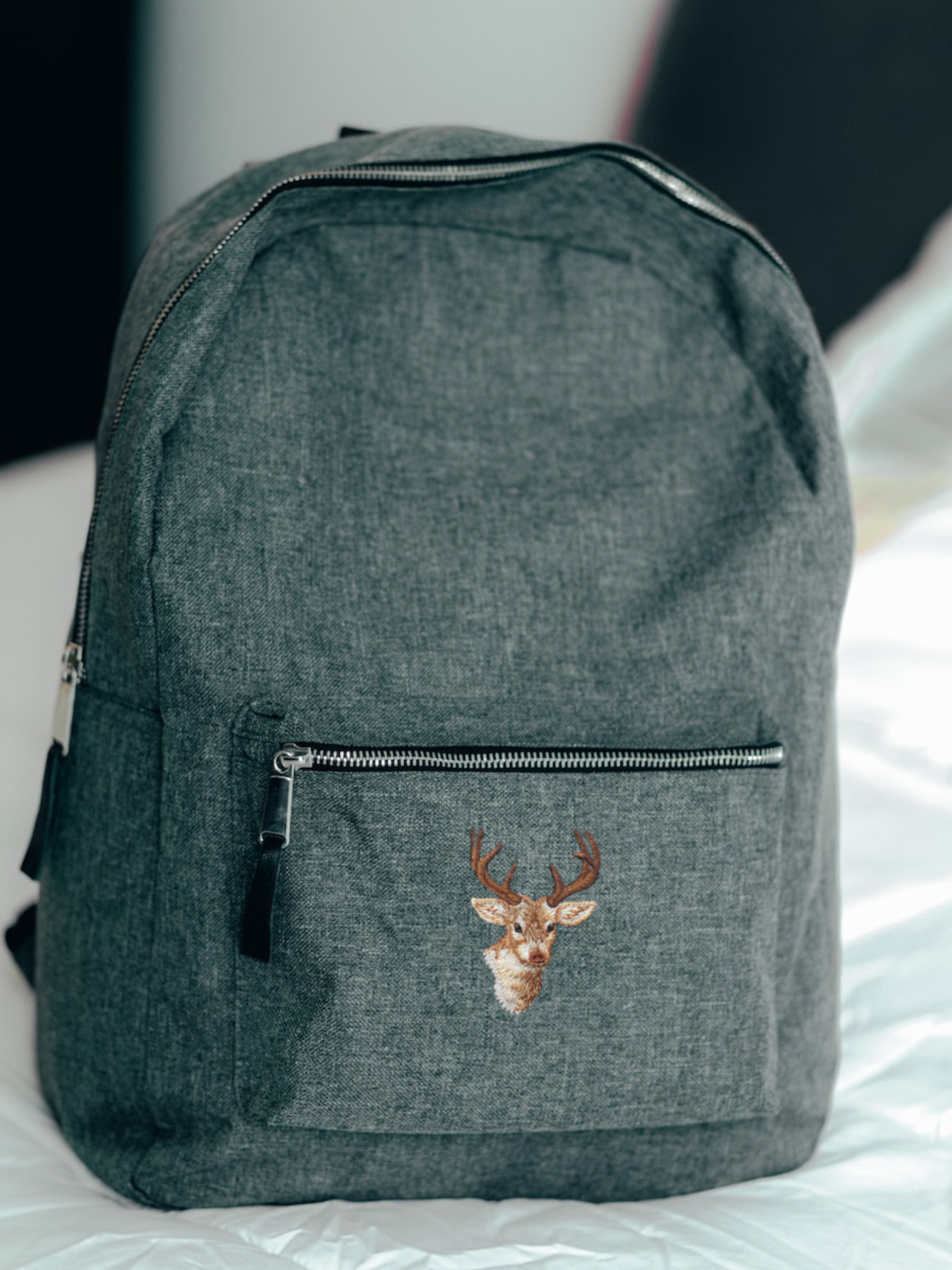 Natural Deer Head, White Tail Buck Embroidered Iron on Patch