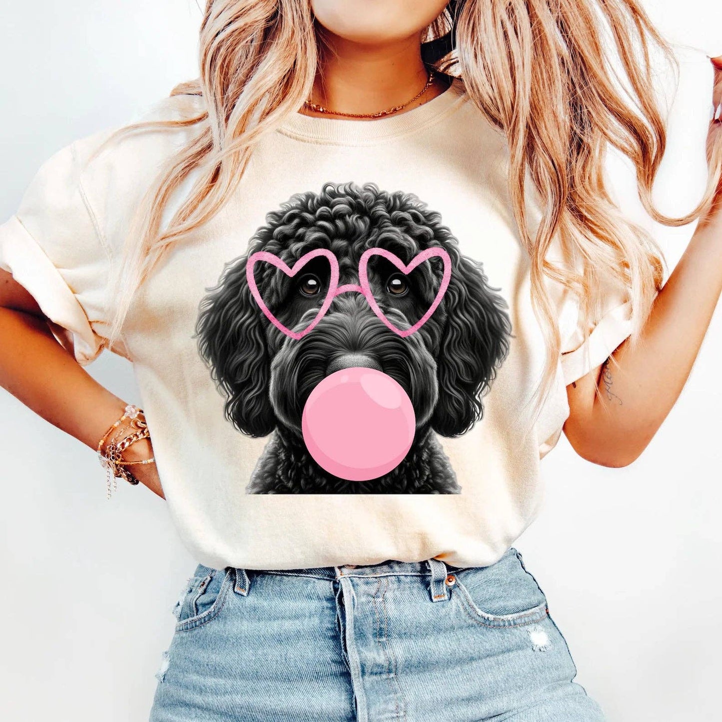DTF Full Color Transfer - Bubble Gum Black Poodle
