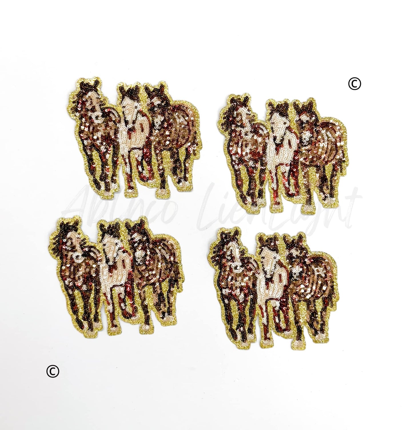 Horses Farm Animal Sequin Patch - Small