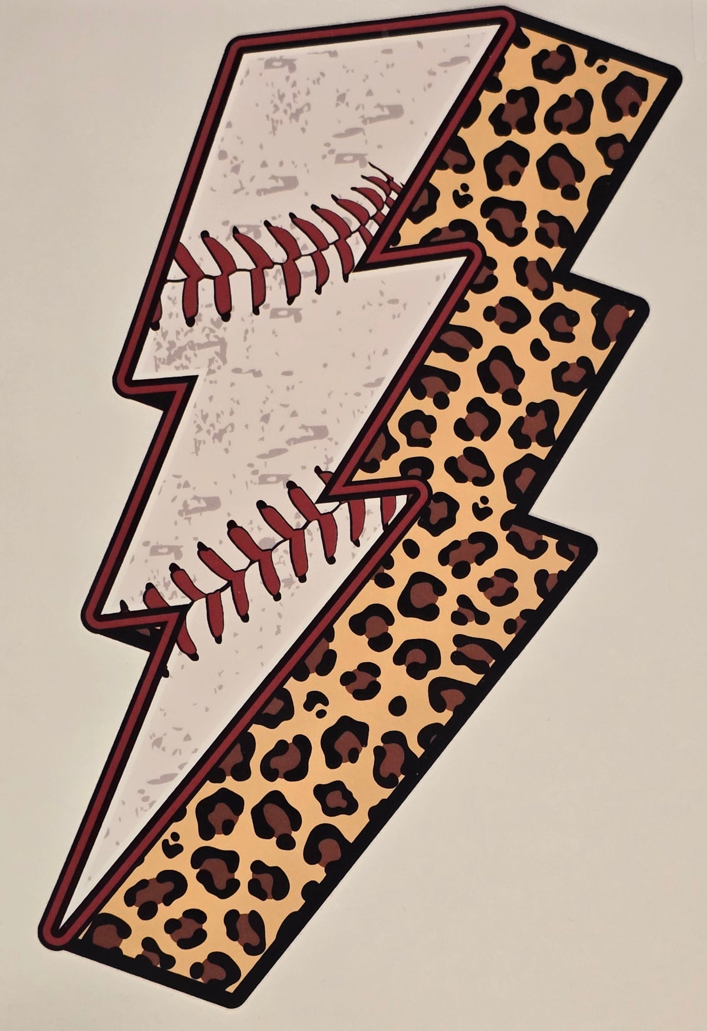 DTF Baseball Bolt Cheetah Pattern
