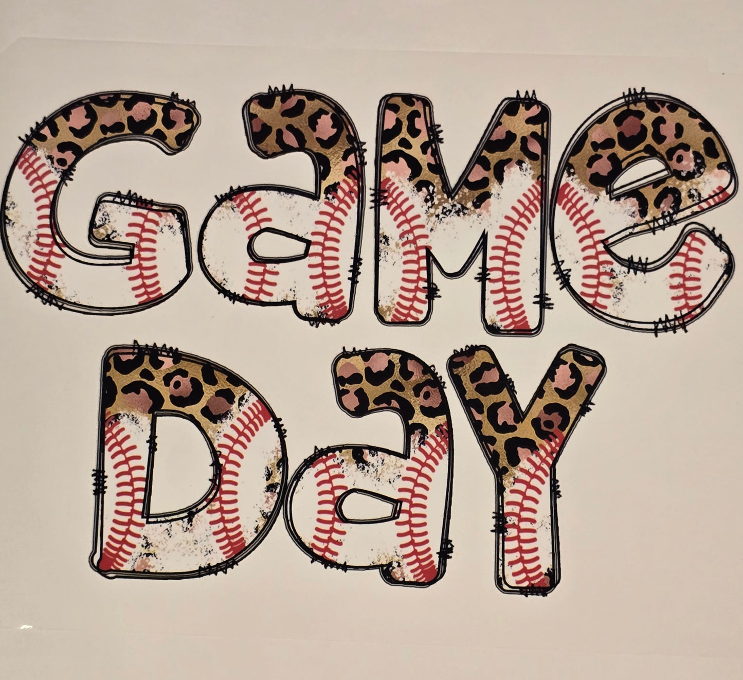 DTF Baseball "Game Day" Cheetah pattern