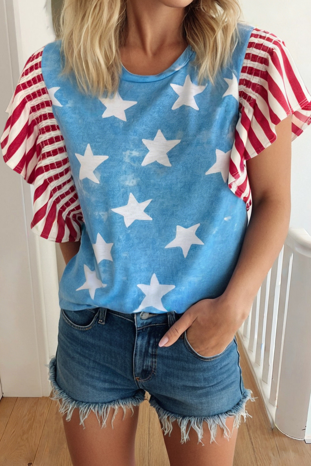 Independence Day Star & Stripe Ruffle Sleeve Top SS26 | S-XL