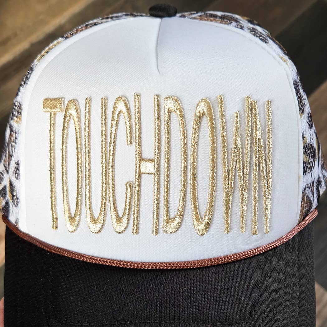 TOUCHDOWN Metallic Gold Puff Embroidered HAT/POCKET Patch