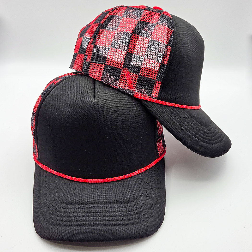 Black & Red Checkered Foam Trucker Hat