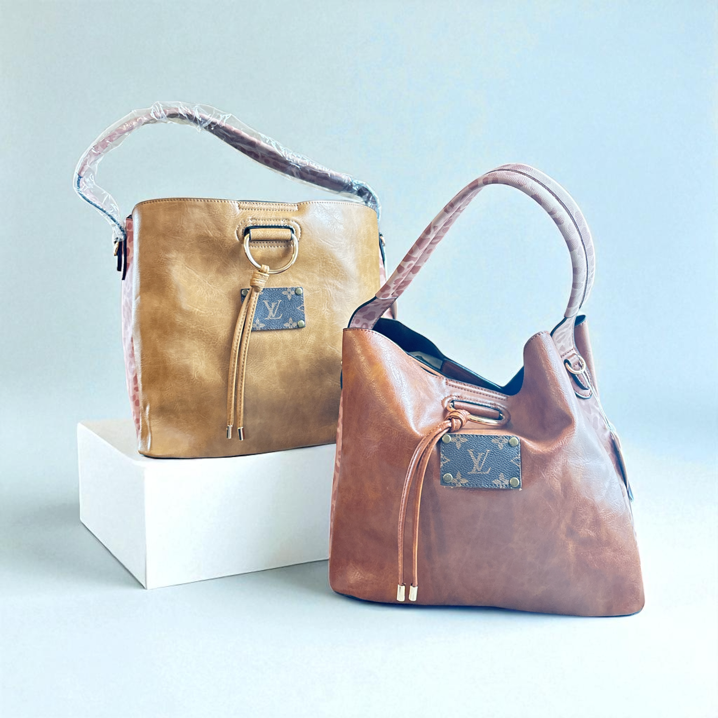 Cognac Lawless Leopard Trim Hobo