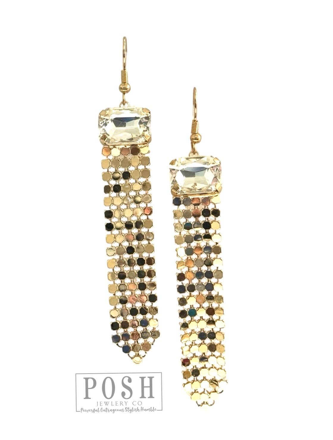 Rhinestone mesh earring