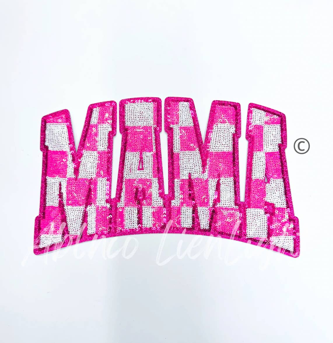 Big Mama Hot Pink Checkered Sequins Iron On Patch