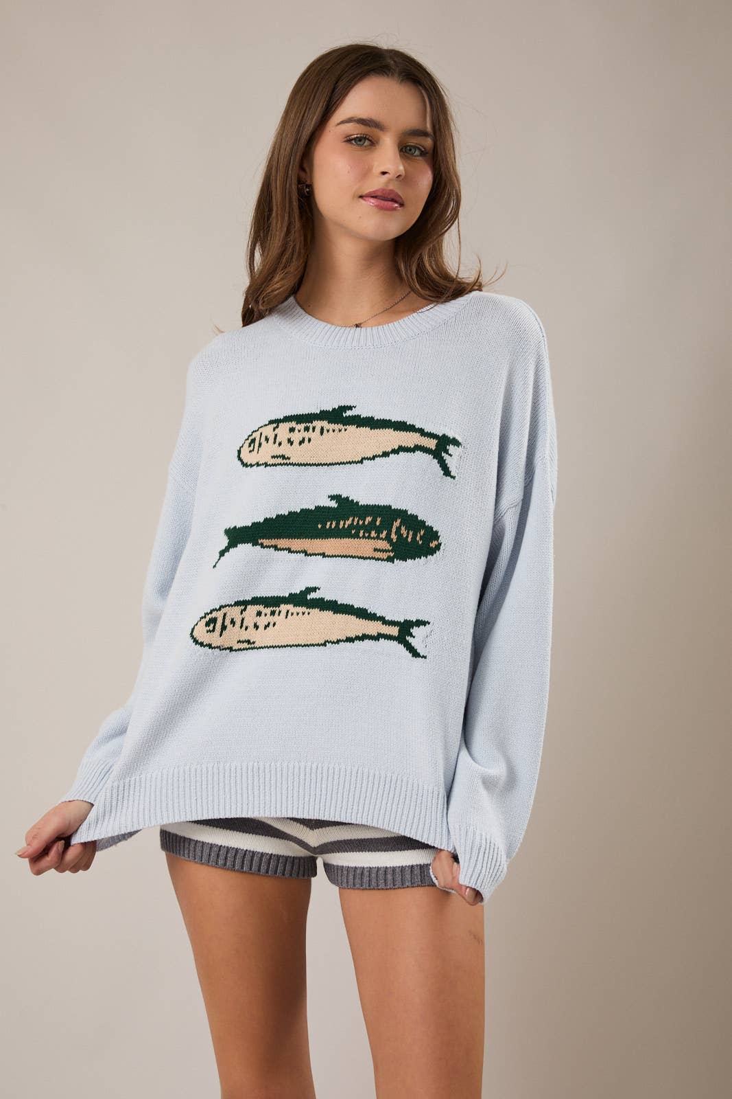 ROUND NECK 3 SARDINES SWEATER TOP