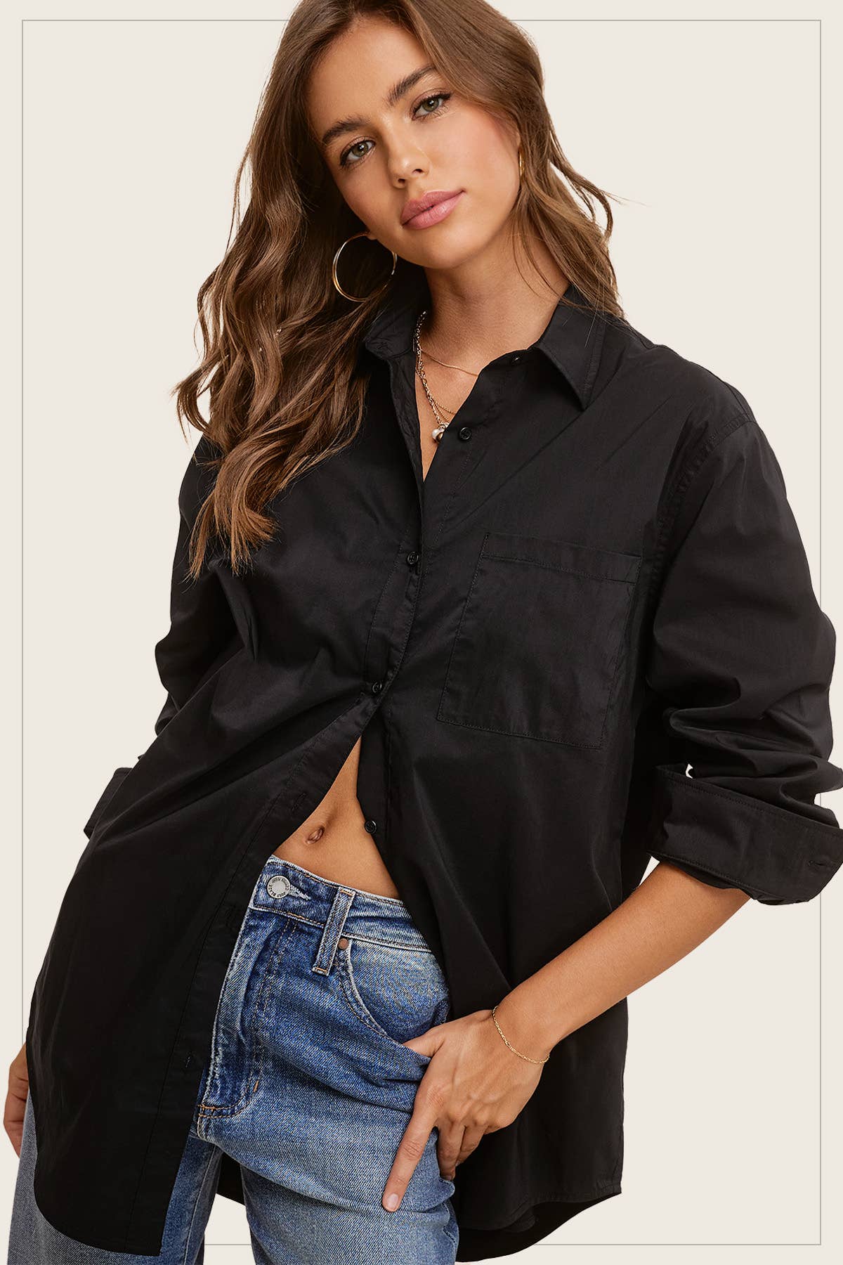 SRT7809-Classic Collared Button Down Poplin Shirts