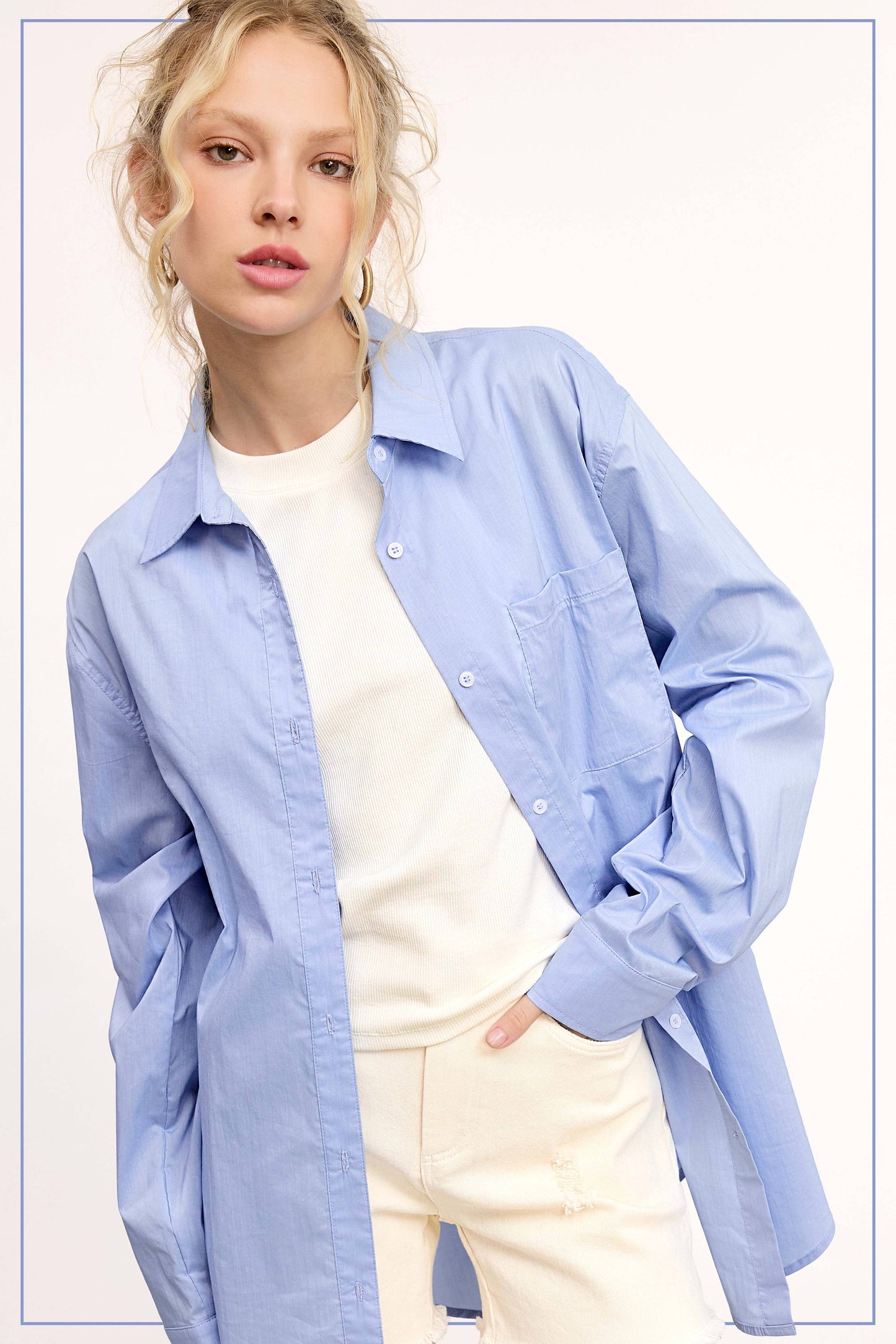 SRT7809-Classic Collared Button Down Poplin Shirts
