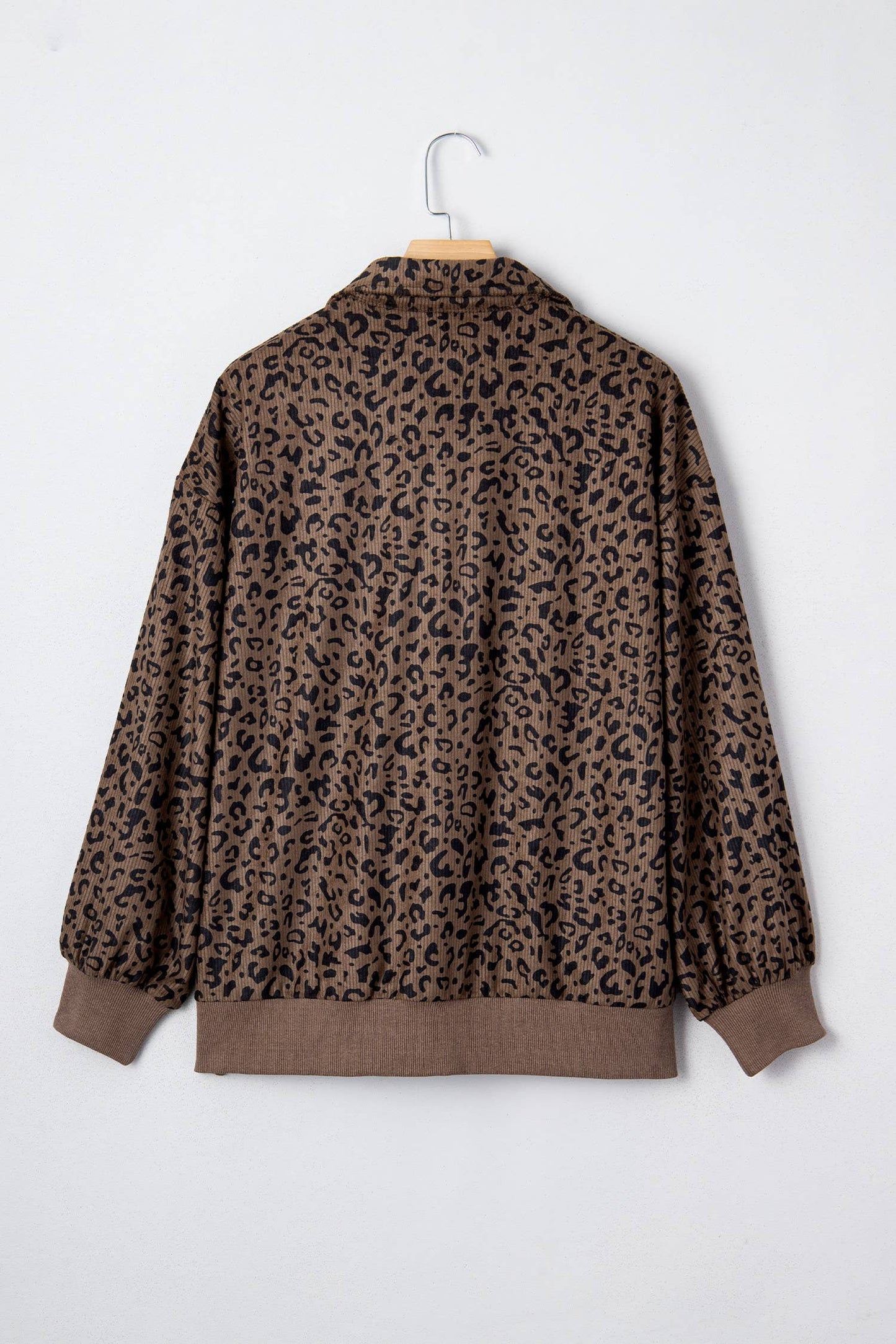 Western apparel Leopard Quarter Zip Corduroy Sweatshirt
