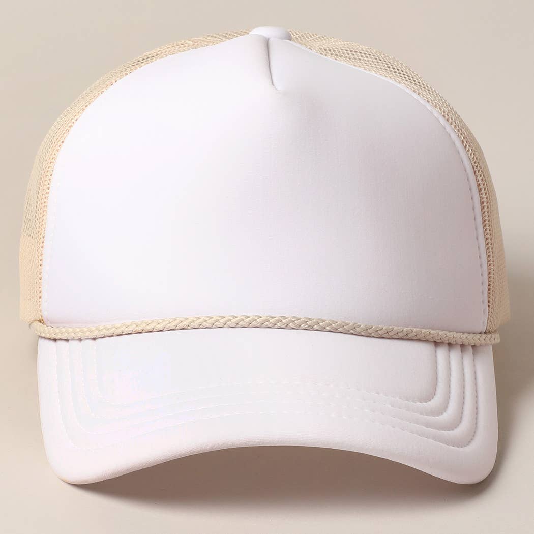 Plain Foam Rope Mesh Back Trucker Hat