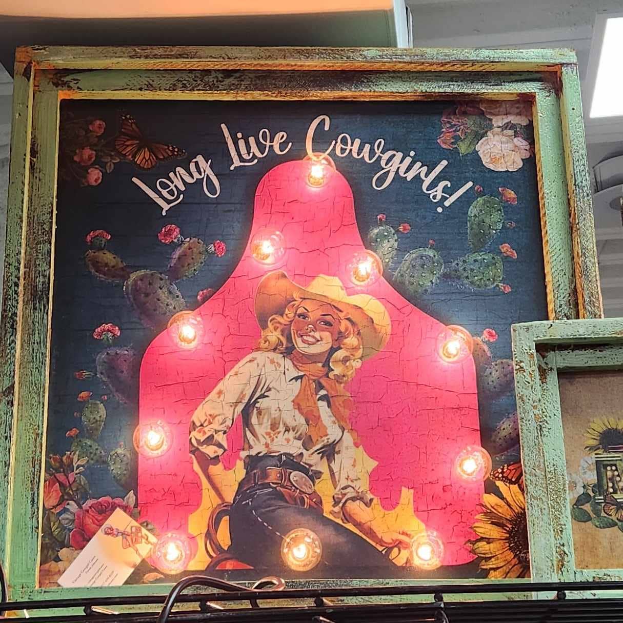 Long Live Cowgirls - 24" Square Lighted Artwork