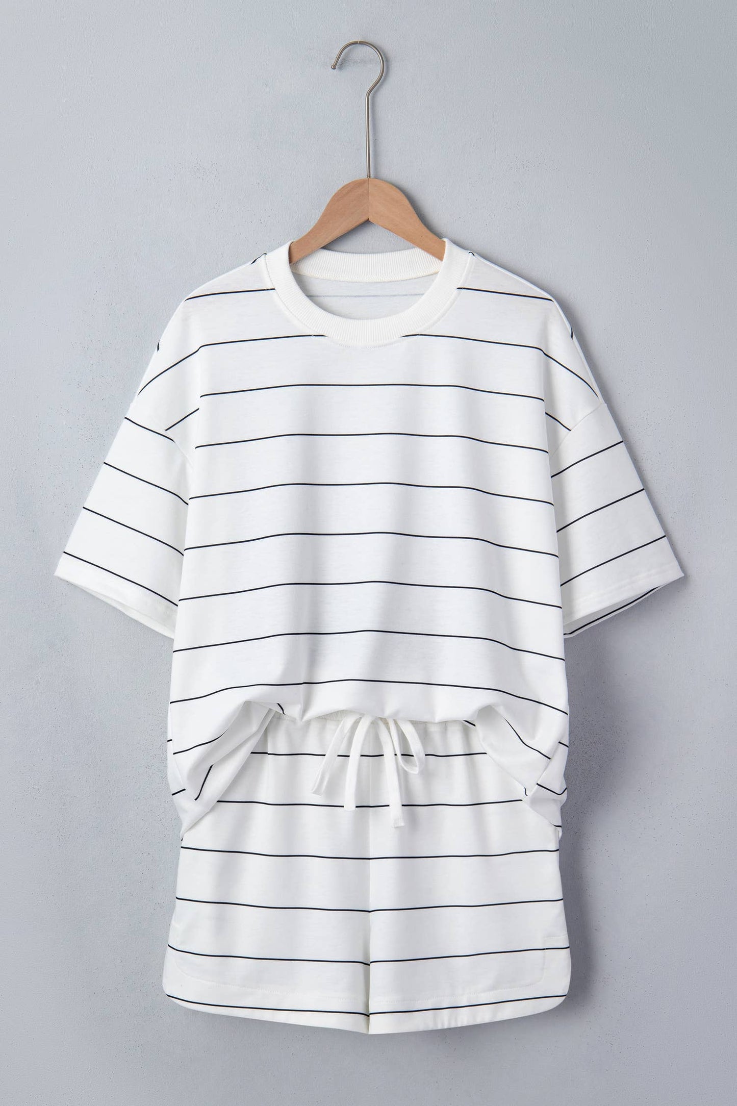 LAS Stripe Tee Drawstring Shorts 2pcs Set (S-XL)