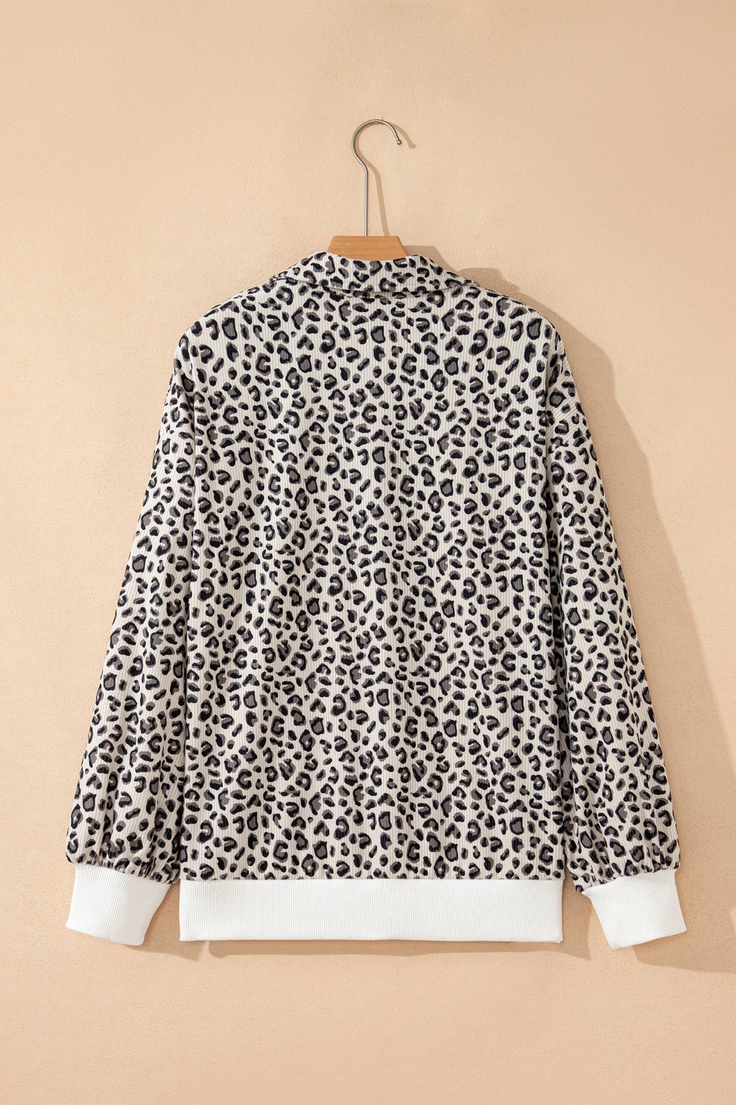 Western apparel Leopard Quarter Zip Corduroy Sweatshirt
