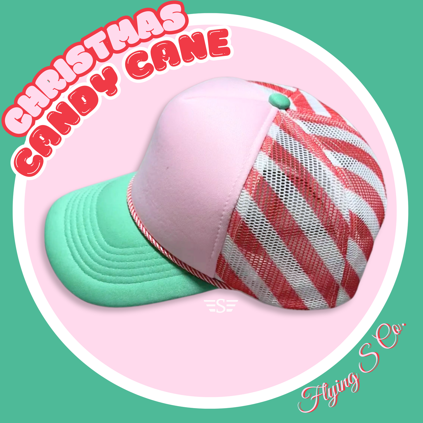 PREORDER *LIMITED EDITION* Christmas Candy Cane Mesh Back MAGNA PONY Cap