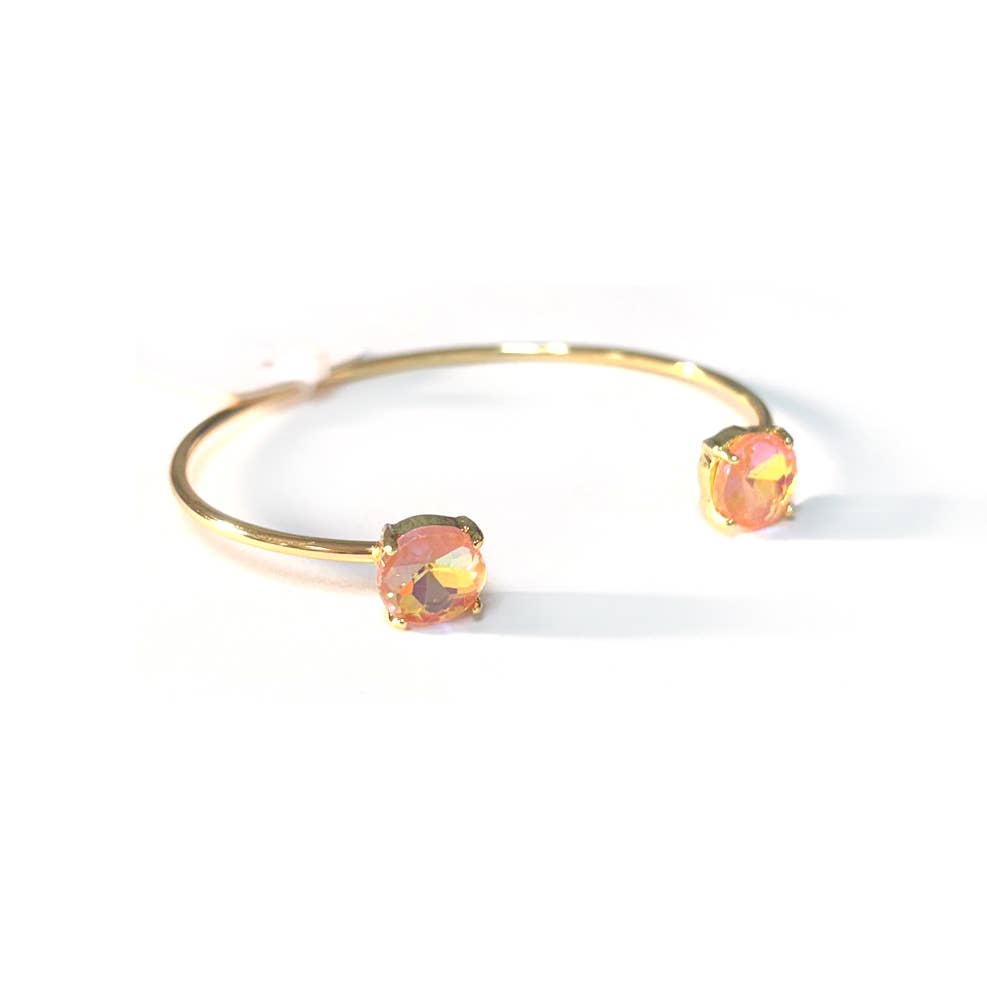 Cuff Wire Bangle for Women and Girls w/ Glass Stone Accent