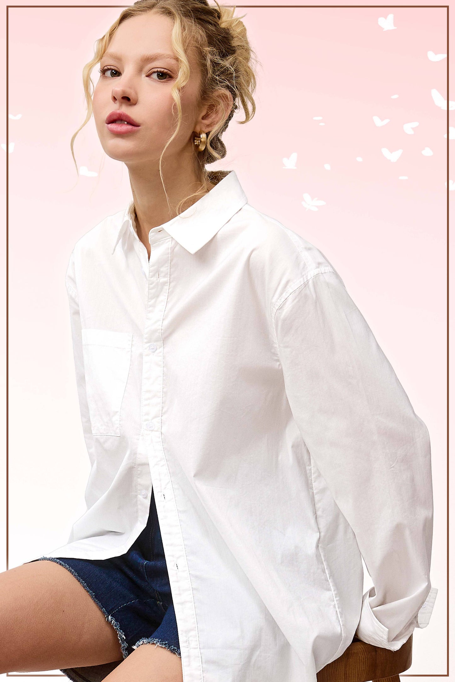 SRT7809-Classic Collared Button Down Poplin Shirts