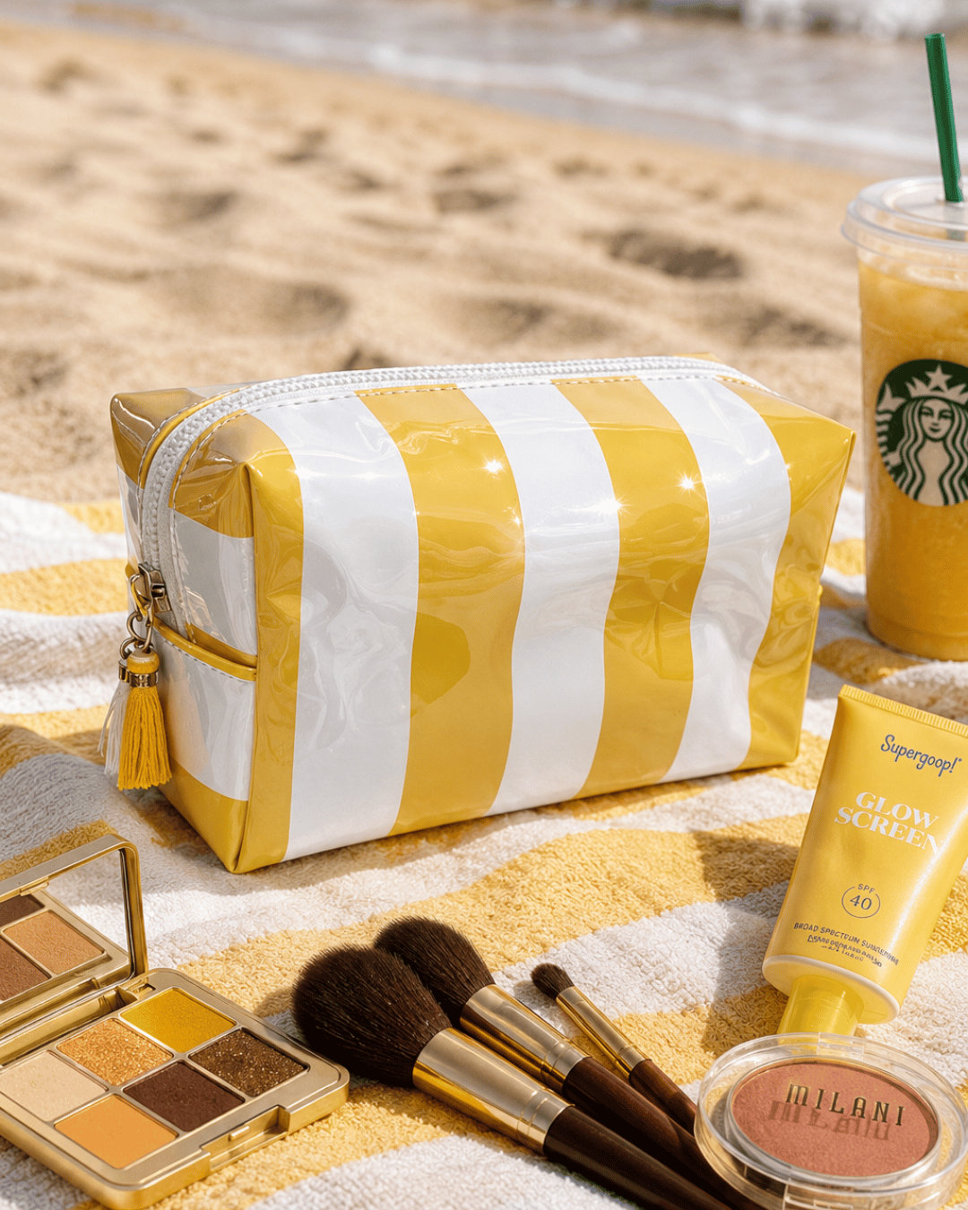 PVC Waterproof Wide Stripe Beach Make Up Bags-W
