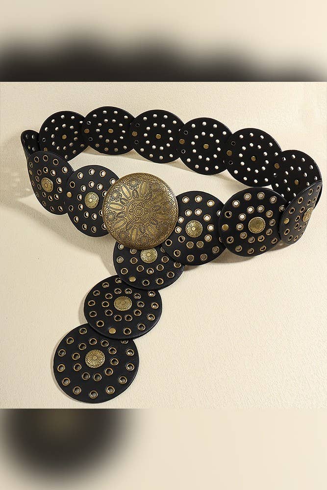 Round Panel Eyelet Western Belts MOQ 3pcs ZK1329