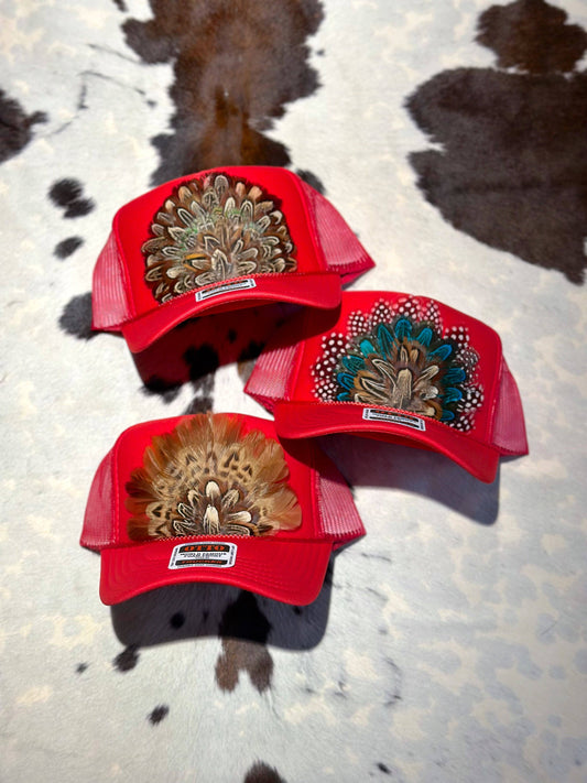 RED FEATHER TRUCKER HAT