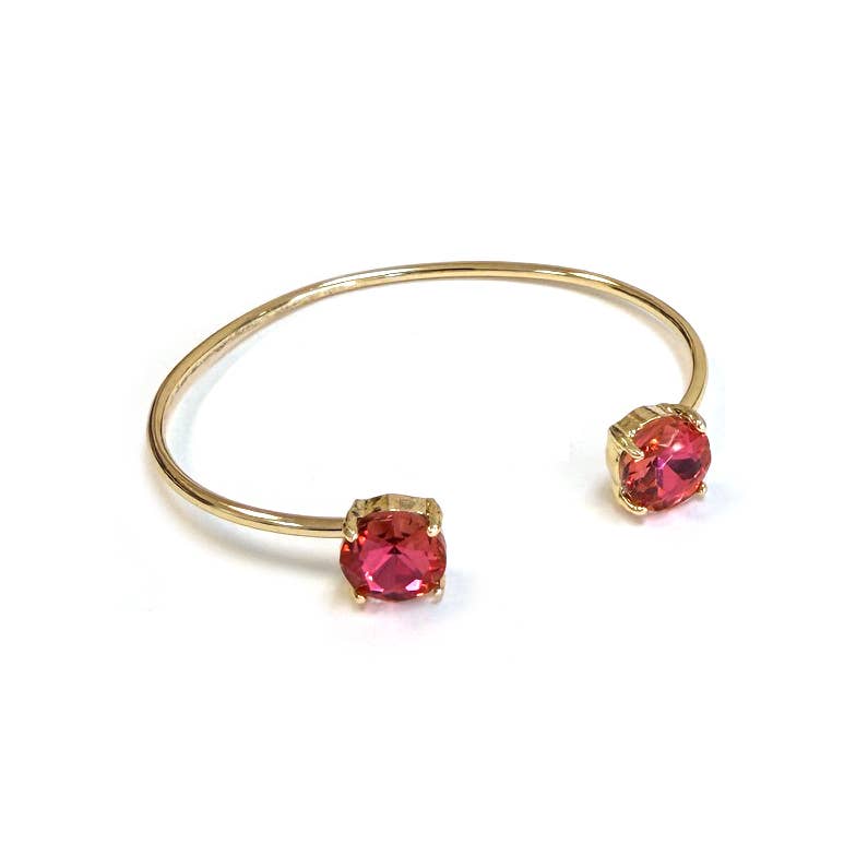 Cuff Wire Bangle for Women and Girls w/ Glass Stone Accent