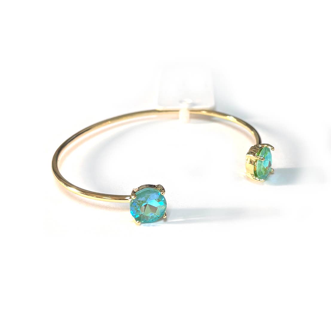 Cuff Wire Bangle for Women and Girls w/ Glass Stone Accent