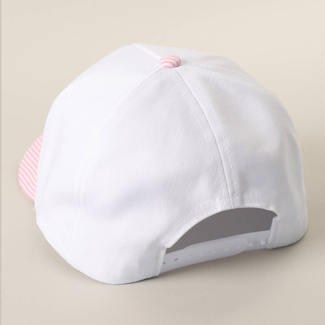COASTAL COWGIRL Embroidered Seersucker Brim Trucker Hat