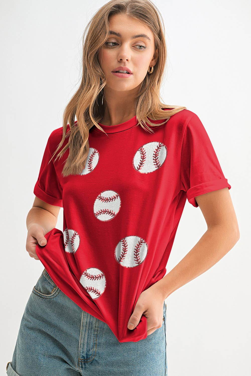 Sequin Rugby Football Patch Graphic T Shirt | S-3XL