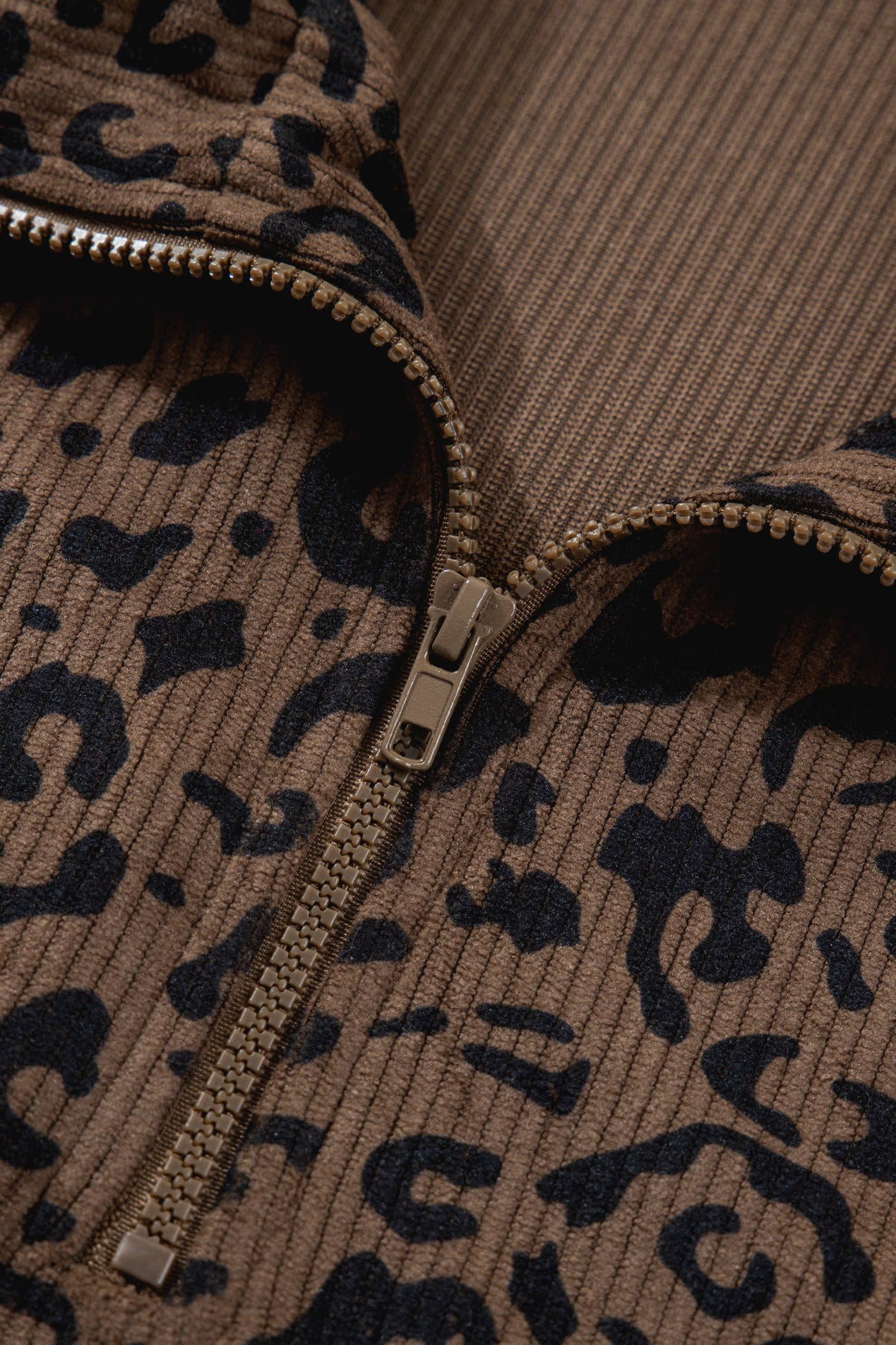 Western apparel Leopard Quarter Zip Corduroy Sweatshirt