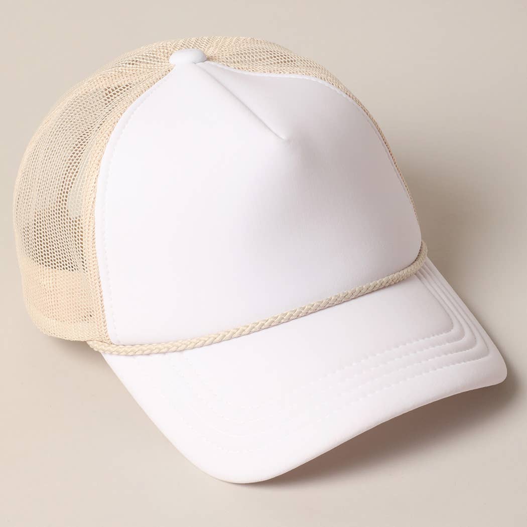 Plain Foam Rope Mesh Back Trucker Hat