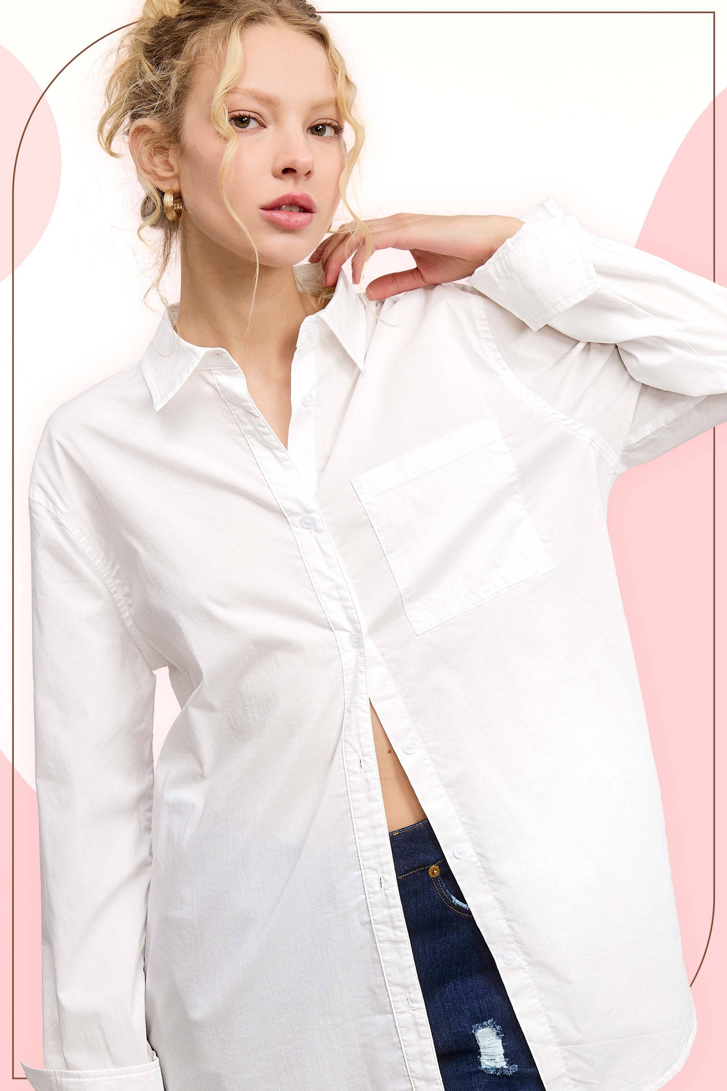 SRT7809-Classic Collared Button Down Poplin Shirts