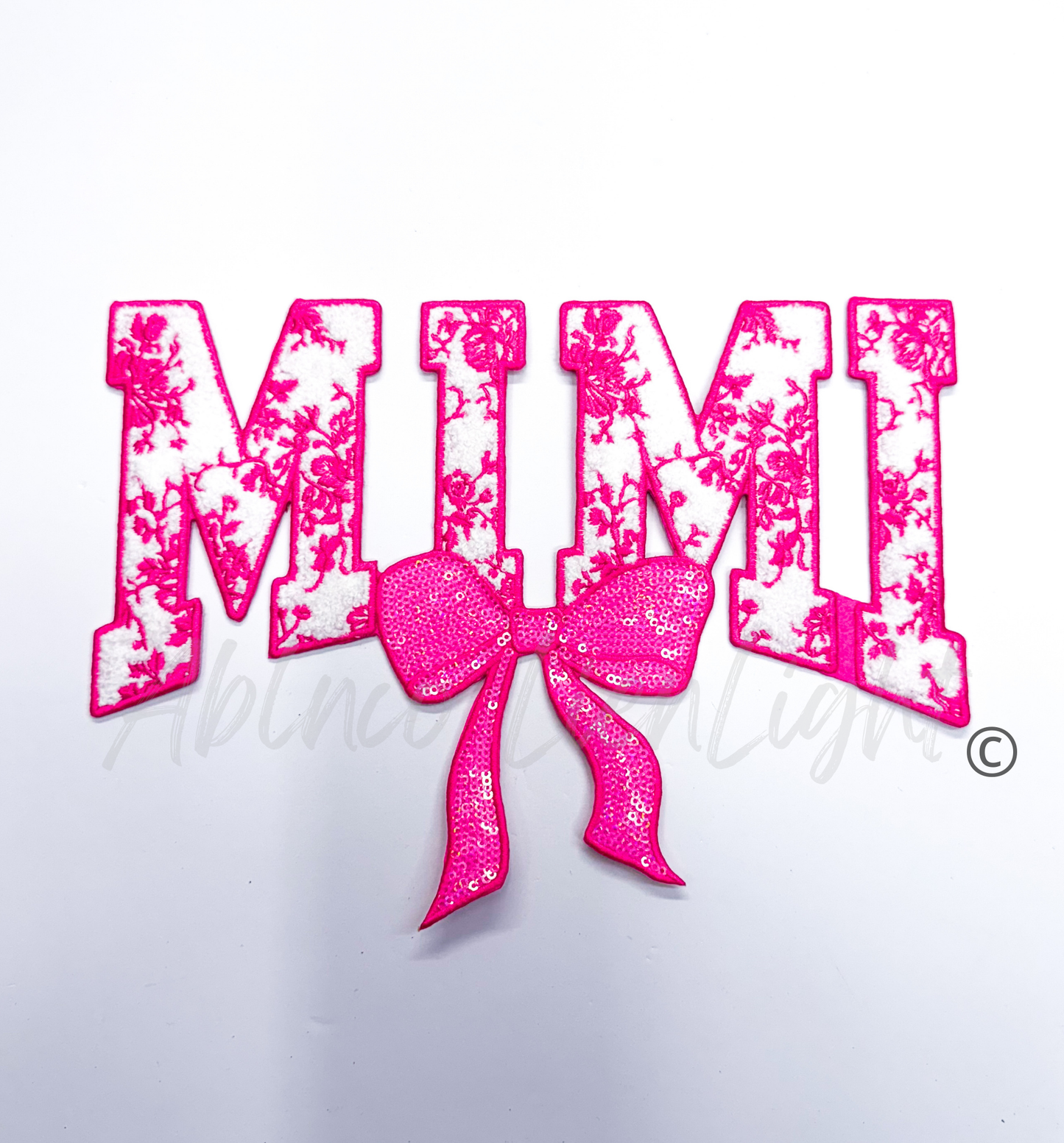 Pink Mimi  Bow Sequins Chenille Embroidery Patch