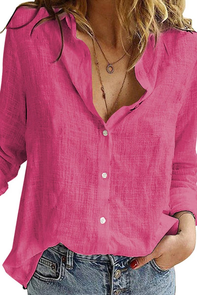 CWTSTL1282_FALL LONG-SLEEVED LAPEL BUTTON-DOWN BLOUSE