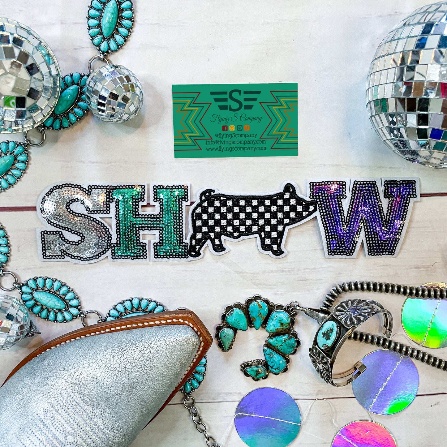 Show Pig Check Sequin Patch (Patch ONLY)