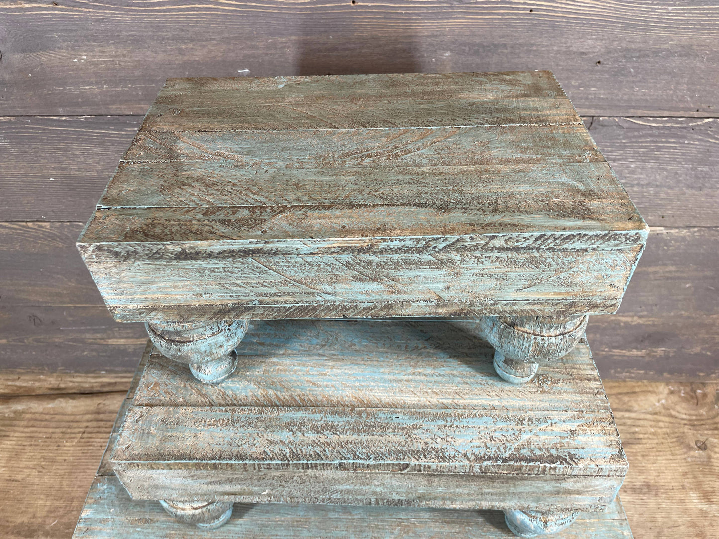 Chula Cake Table Set 3--Display-Reclaimed Wood-Turquoise