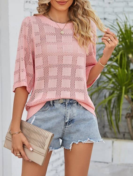 Crewneck Cut-Out Sunscreen Knitted Sweater Cover-Up