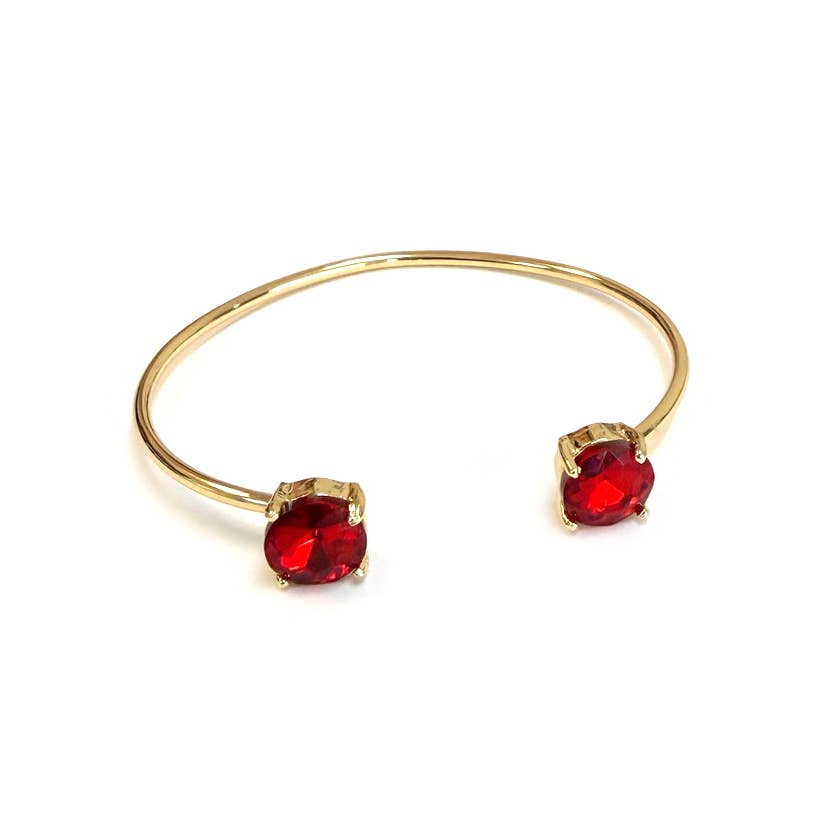 Cuff Wire Bangle for Women and Girls w/ Glass Stone Accent