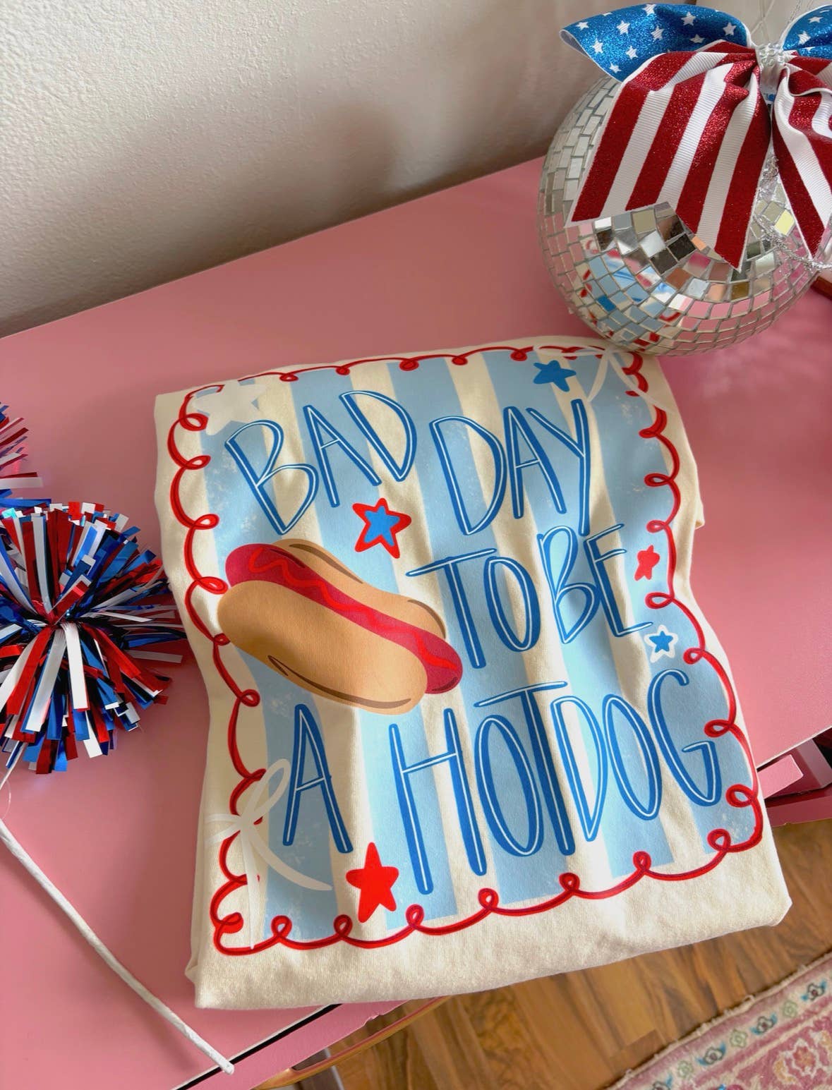 Bad Day To Be A Hot Dog Tee (Ivory) (Front Design)